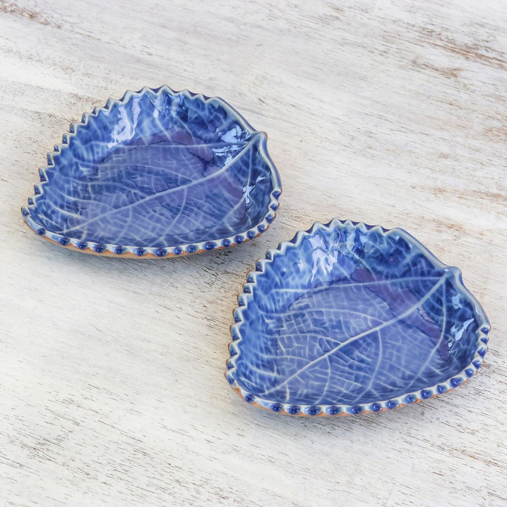 Novica Leaves Of The Forest Ceramic Bowls (pair) - By Novica