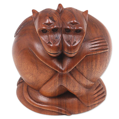 Novica Loving Monkeys Wood Sculpture - By Novica