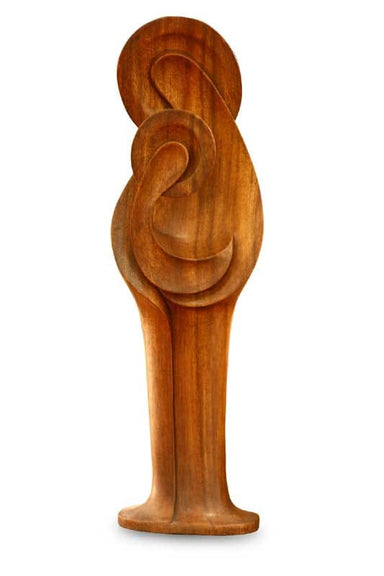 Novica Mary And Jesus Wood Statuette - By Novica