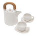 Novica Midday Cup Ceramic And Teak Wood Tea Set (5 Pcs) - By Novica
