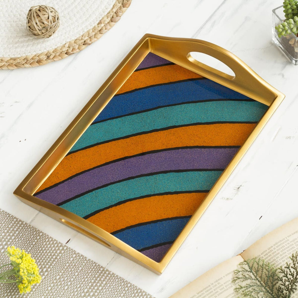 Novica Mineral Memoirs Reverse Painted Glass Tray - By Novica