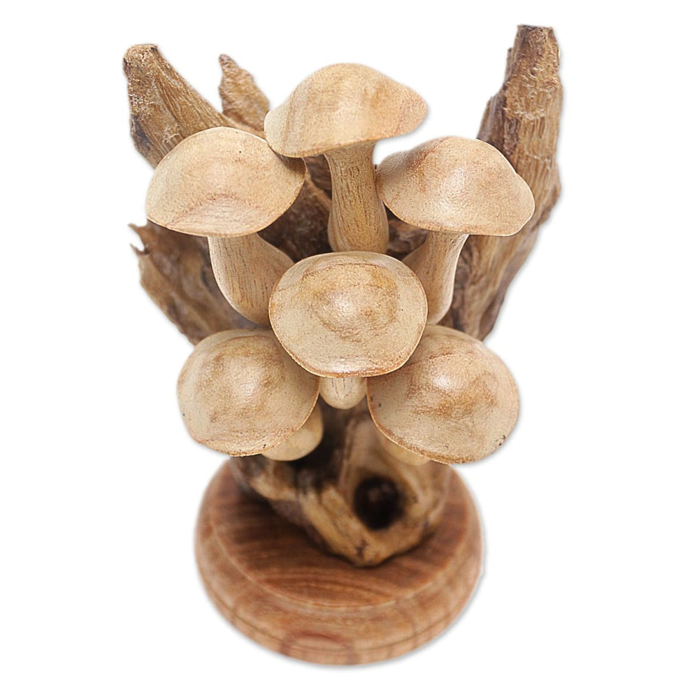 Novica Mushroom Charm Wood Sculpture - By Novica