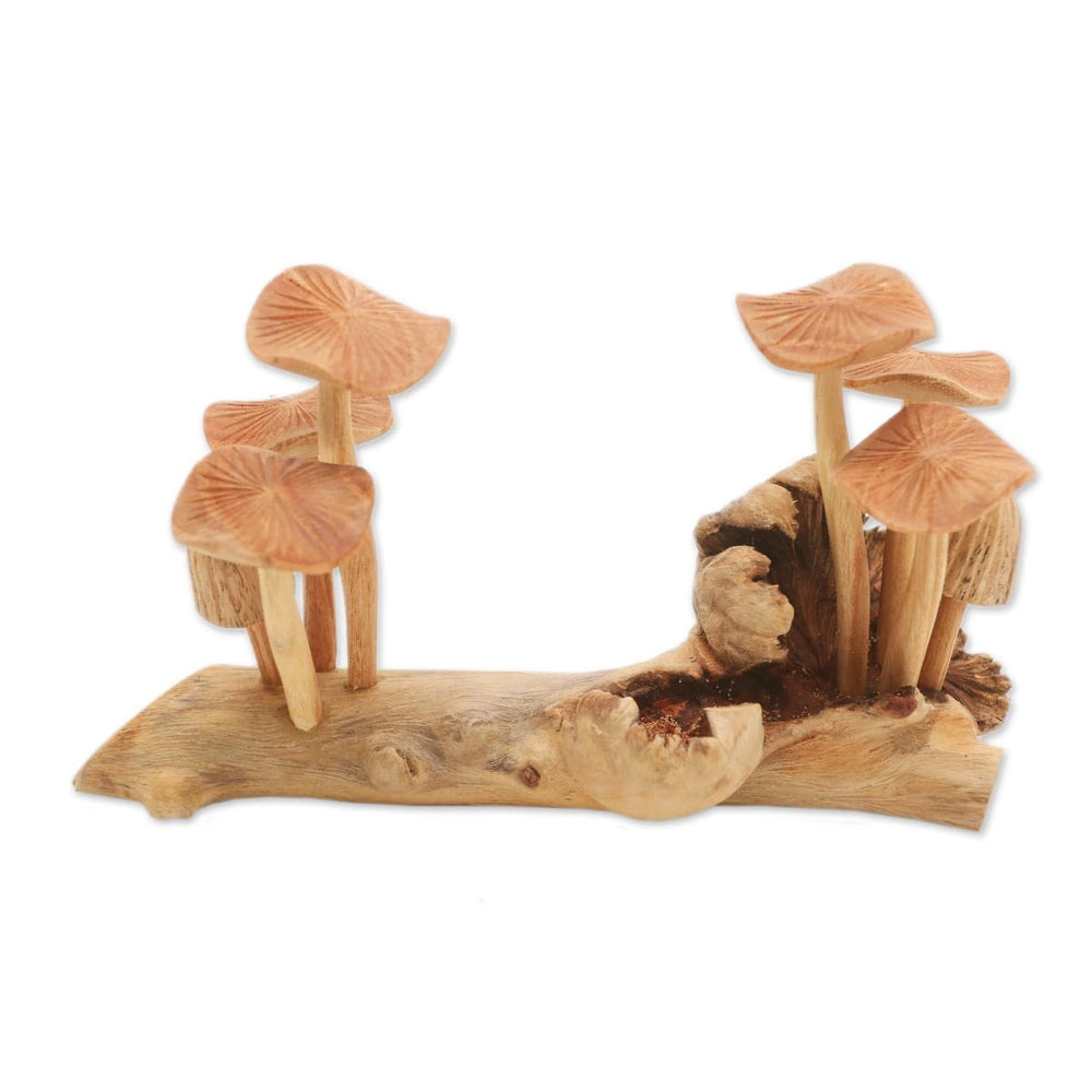 Novica Mushroom Field Wood Sculpture - By Novica