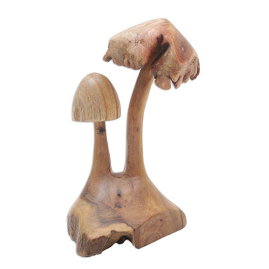 Novica Mushroom Forest Wood Sculpture - By Novica
