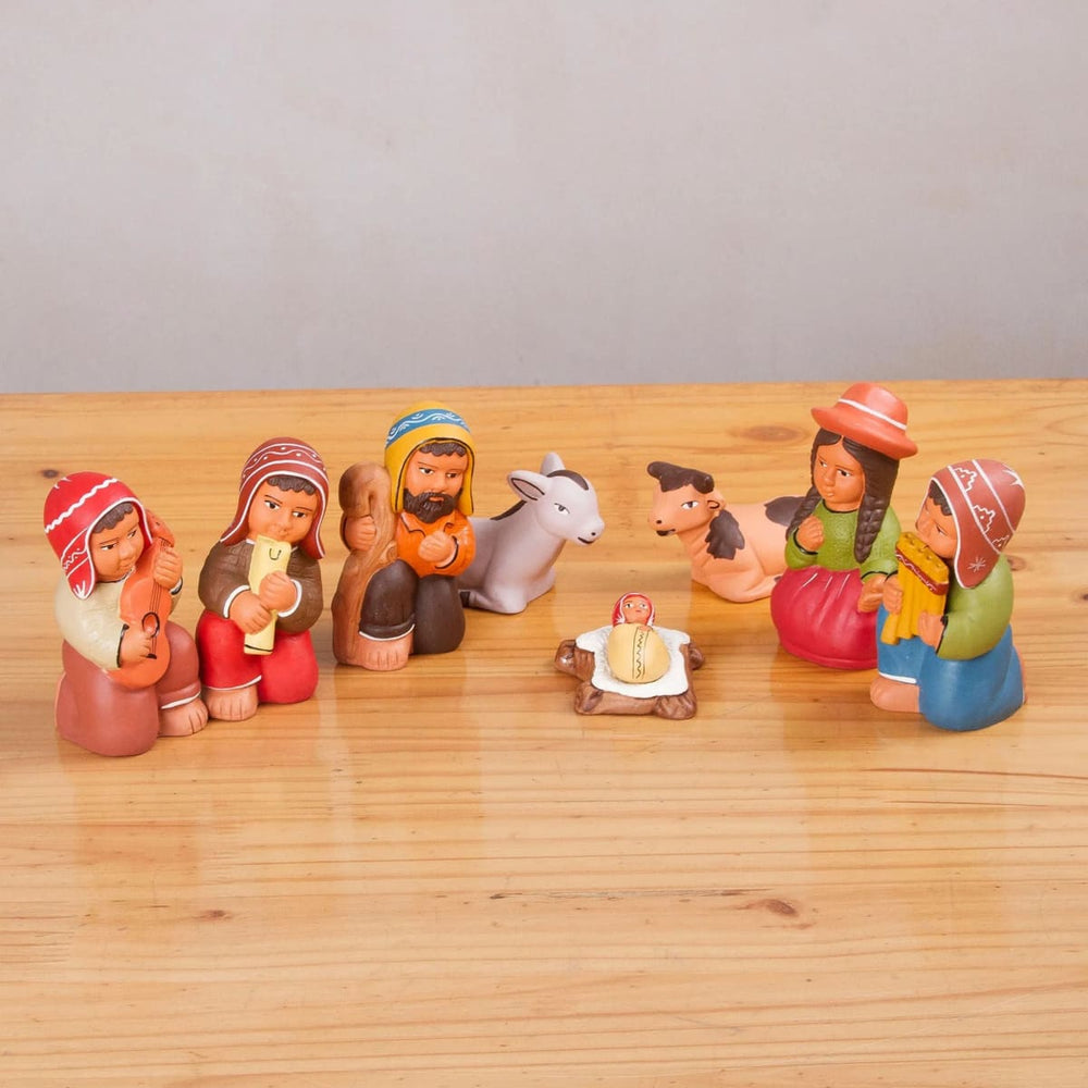 Novica Nativity Melody Ceramic Scene (set Of 9) - By Novica