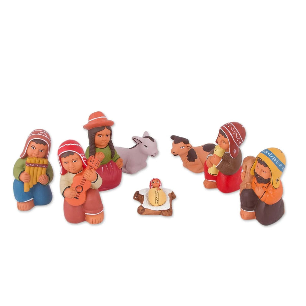 Novica Nativity Melody Ceramic Scene (set Of 9) - By Novica