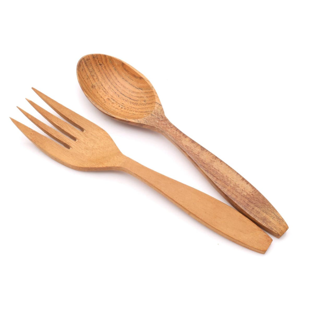 Novica Natures Course Teak Wood Fork And Spoon Set (12 Piece) - By Novica