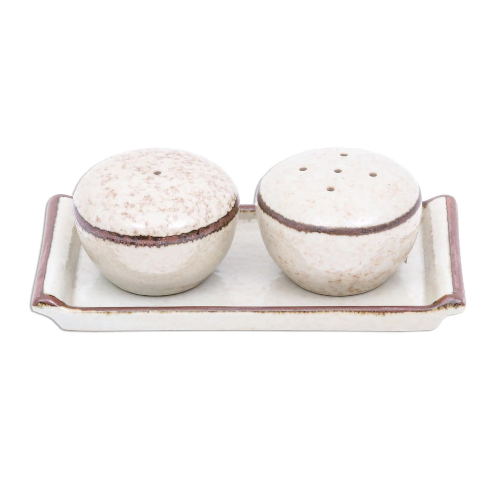 Novica Oatmeal Appeal Ceramic Salt And Pepper Set (3 Pcs) - By Novica