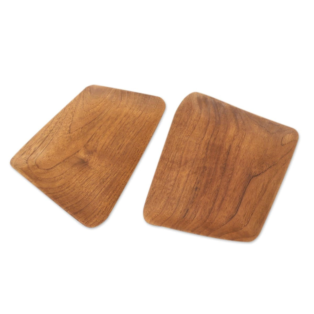 Novica Parallelogram Platter Teak Wood Sushi Plates (pair) - By Novica