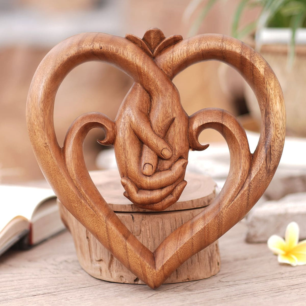 Novica Peace Begins With Love Wood Relief Panel - By Novica