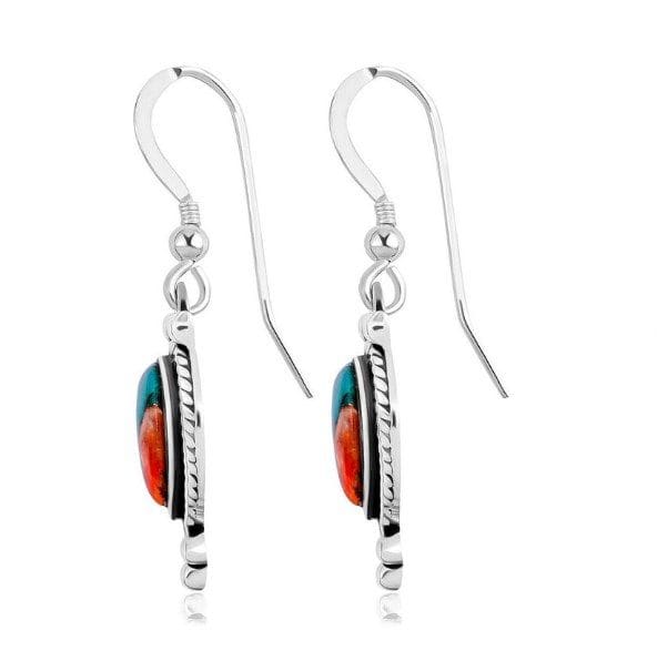 Oyster Copper Turquoise Gemstone 925 Sterling Silver Handmade Earrings - By Advait Craft