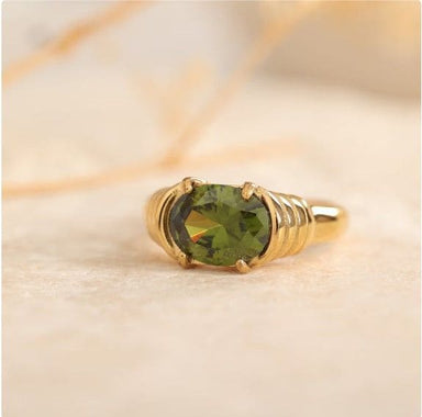 Peridot 925 Sterling Silver Gold Filled Handmade Ring For Women - By Advait Craft