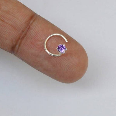 On Sale - Sterling Silver Nose Pin Studs Jewellery Purple Amethyst Screw Trill Gemstone Solid Ring - By Subham Jewels