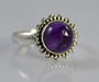 Pure 92.5 Solid Sterling Silver Ring Studded With Genuine Amethyst Round - By Navyacraft