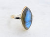 Pure 92.5 Solid Sterling Silver Ring Studded With Genuine Labradorite Marquise - By Navyacraft