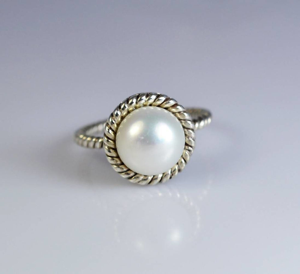 Pure 925 Sterling Solid Silver Ring Studded With Genuine Fresh Water Pearl - By Navyacraft