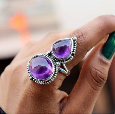 Purple Amethyst 925 Sterling Silver Handmade Women Ring - By Aayesha Craft