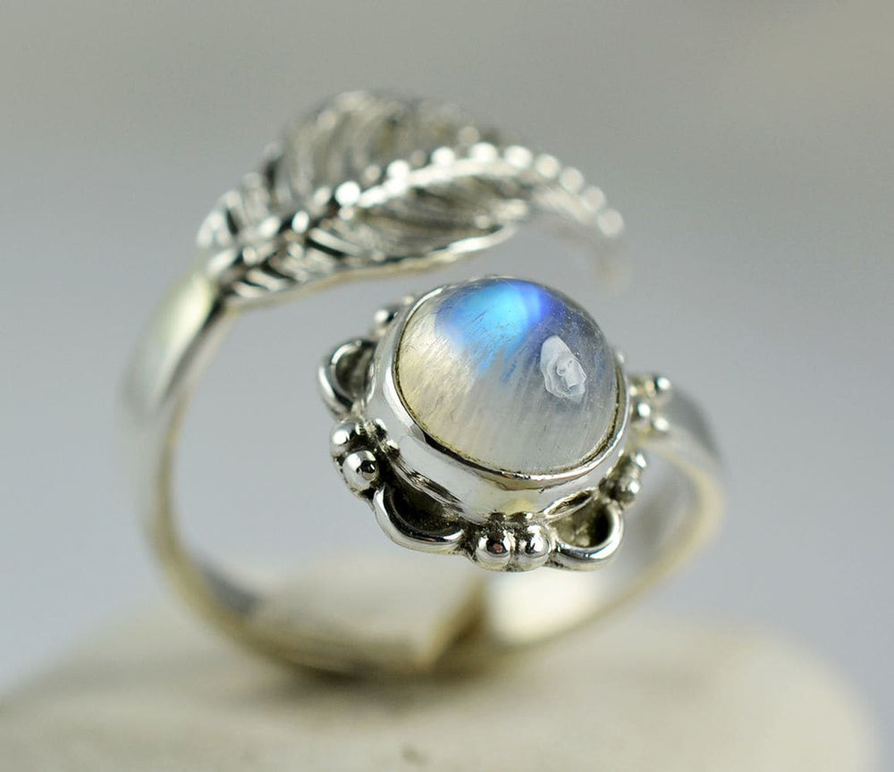 Rainbow Moonstone 925 Solid Sterling Silver Handmade Ring Nickel Free - By Navyacraft