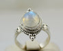 Rainbow Moonstone Ring ~ 925 Solid Sterling Silver Handmade Gem Stone Jewelry Nickel Free - By Navyacraft