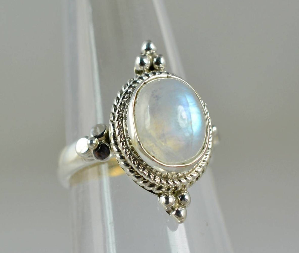 Rainbow Moonstone Ring ~ 925 Solid Sterling Silver Handmade Gem Stone Jewelry Nickel Free - By Navyacraft