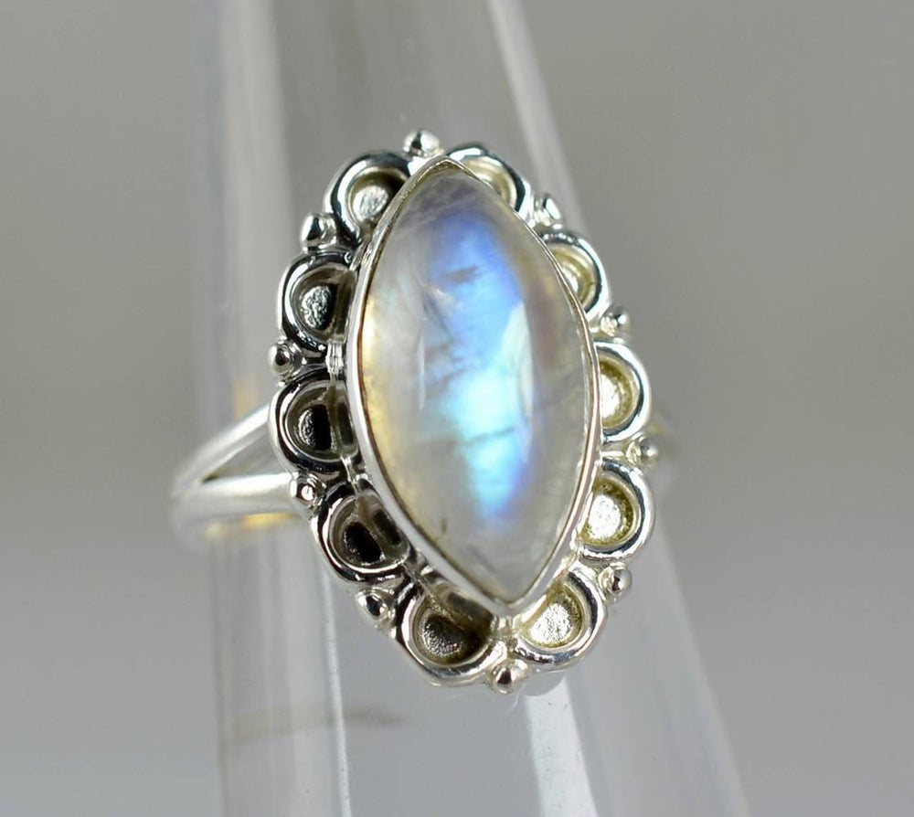 Rainbow Moonstone Ring ~ Silver 925 Solid Sterling Handmade Jewelry - Nickel Free - By Navyacraft