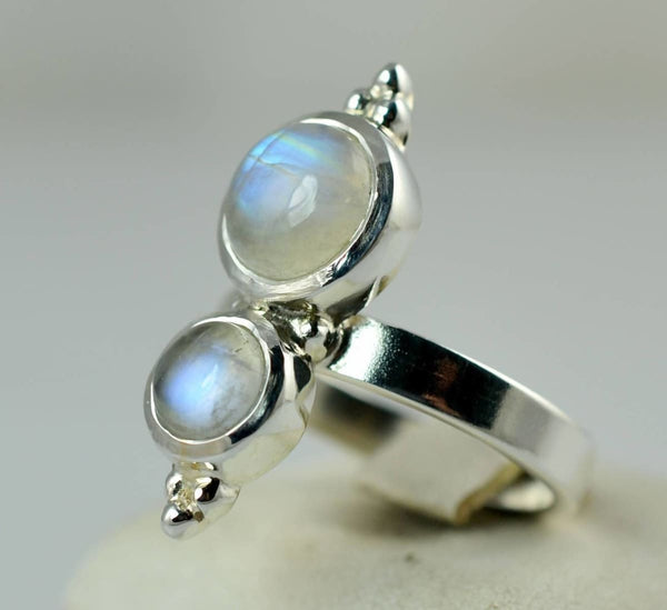 Sterling Silver Raw Rainbow Moonstone Ring – Silver Lily Studio