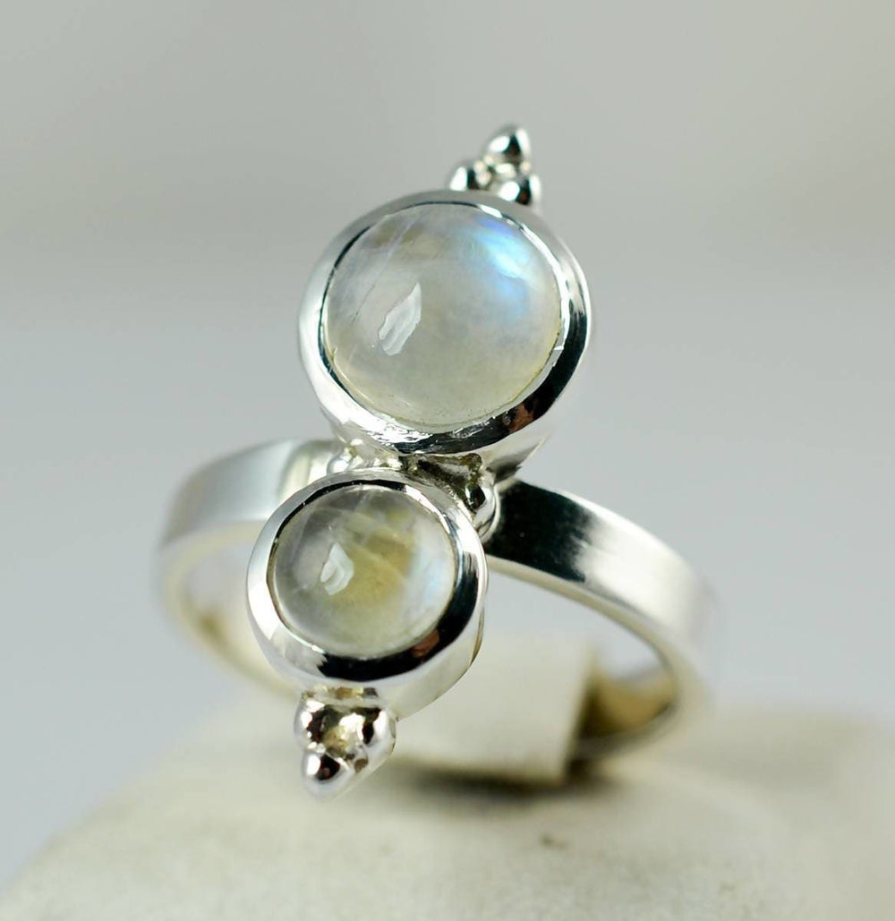 Rainbow Moonstone Ring ~ Silver 925 Sterling Ring~ Handmade Jewelry Nickel Free - By Navyacraft