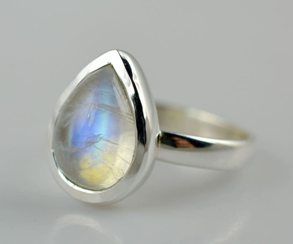 Rainbow Moonstone Silver Ring ~ 925 Solid Sterling Handmade Nickel Free - By Navyacraft