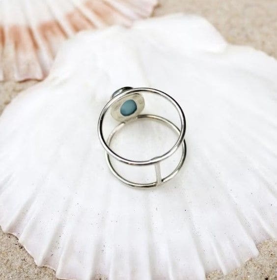 Natural Larimar 925 Sterling Silver Handmade Ring - By Aayesha Craft