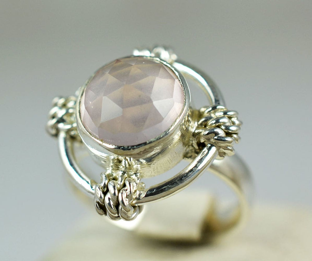 Rose Quartz 925 Solid Sterling Silver Handmade Ring For Women - By Navyacraft