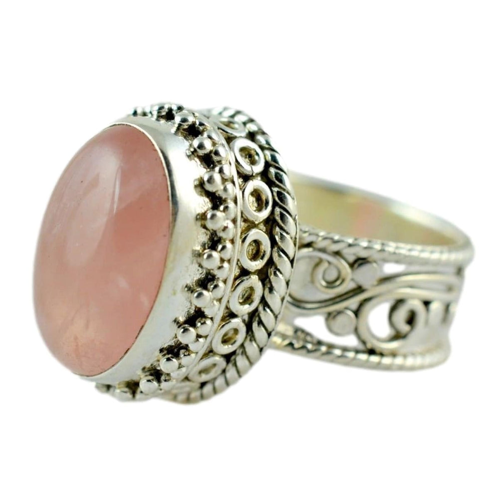 Rose Quartz Ring ~ Silver 925 Solid Sterling Handmade Pink Gemstone - By Navyacraft