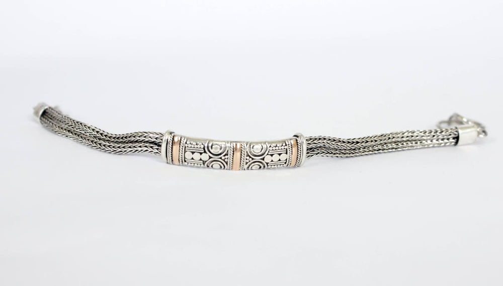 Bracelet Byzantine Chain | Bali Handmade Silver Jewelry With Gold 18 k - By Aurolius