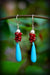 Silver Earrings Turquoise Red Quartz Festive Danglers Christmas Gift Handmade Jewelry Gifting Options Indian Unique Earrings, - By Bona Dea