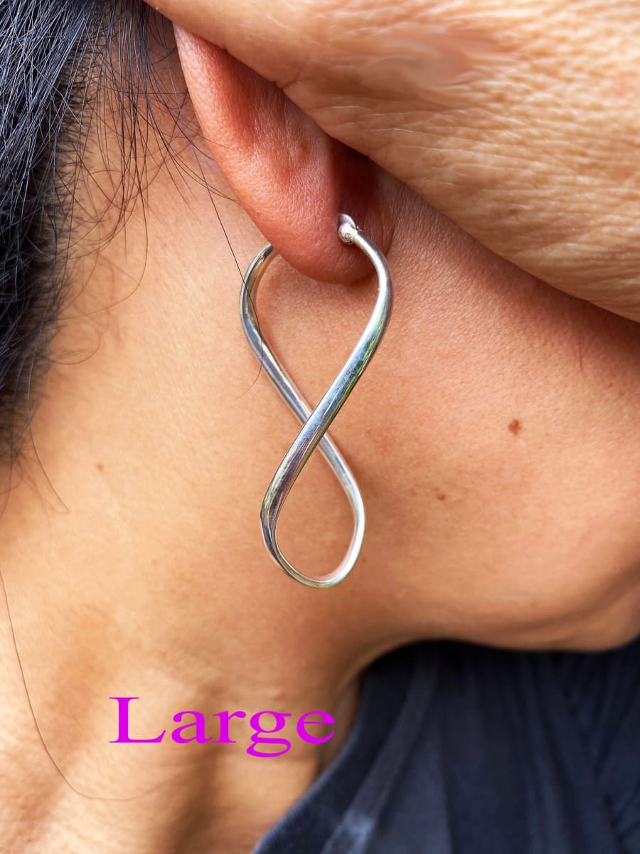 Silver Infinity Hoop Earrings Handmade Figure 8 | Sup -