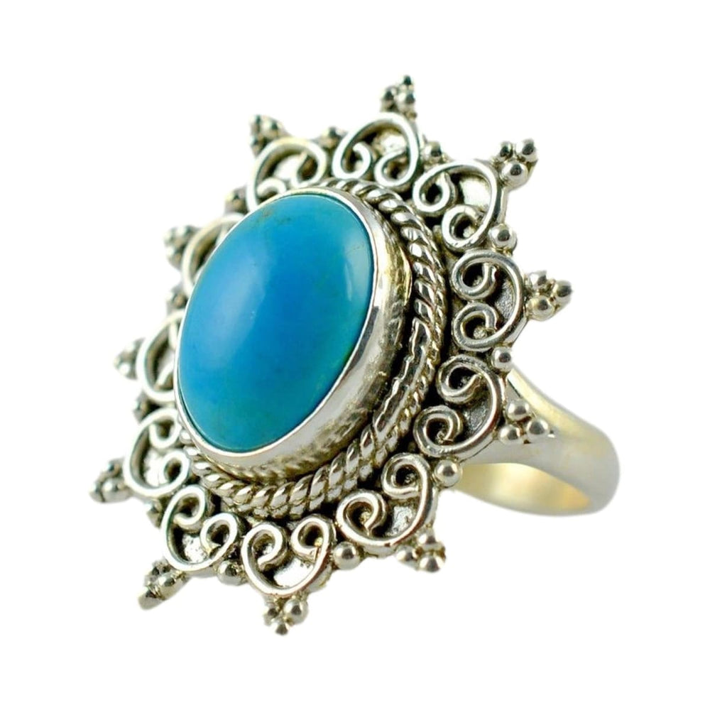 Turquoise 92.5 Solid Sterling Silver Handmade Ring For Women - By Navyacraft