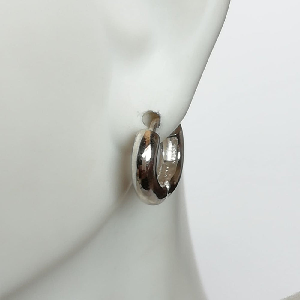 12 mm silver hoops | Round edged | Silver jewelry | Minimalist | ear | E134 - by OneYellowButterfly