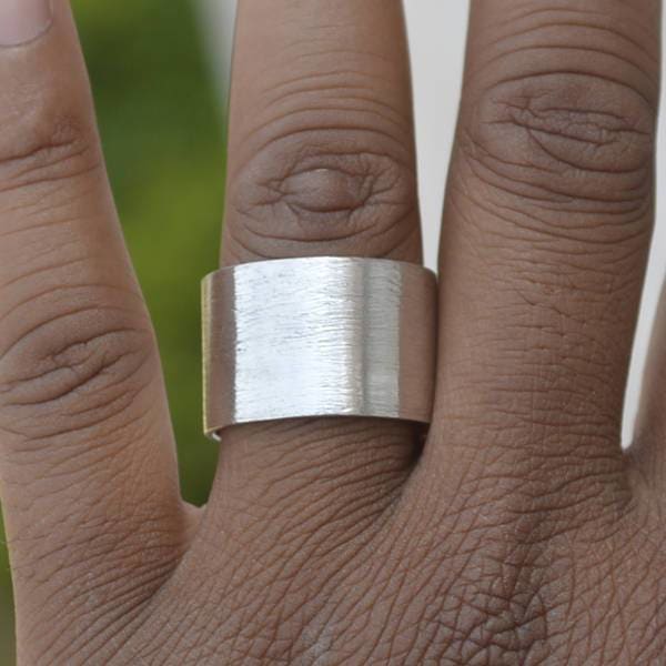 Rings 15mm Wide 925 Sterling Silver Ring Matte Finish Band Gift Adjustable