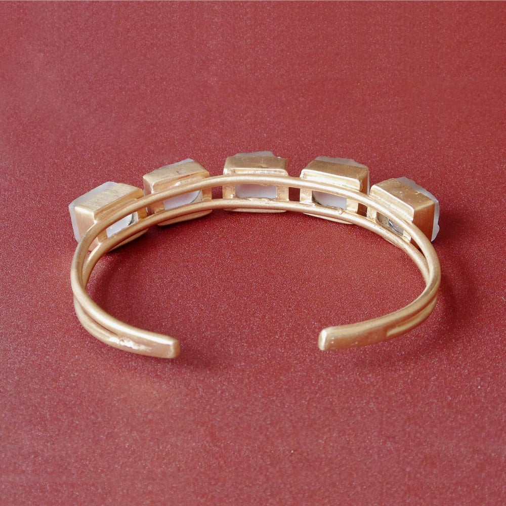 18K Matte Gold Plated Healing Crystal Quartz Gemstone Girlfriend Gift Bracelet - by Bhagat Jewels