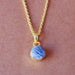 18K Shine Gold Plated Natural Tanzanite Gemstone Drop Pendant - by Bhagat Jewels