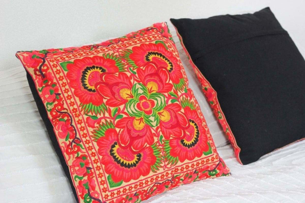 pillows & cushions 2 Hmong Thai Embroidered Hobo Boho Cushion Pillow Covers - by lannathaicreations
