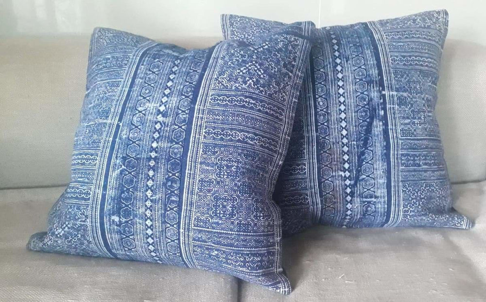 pillows & cushions 2 Hmong Thai Hemp Embroidered Hobo Boho Cushion Pillow Covers - by lannathaicreations