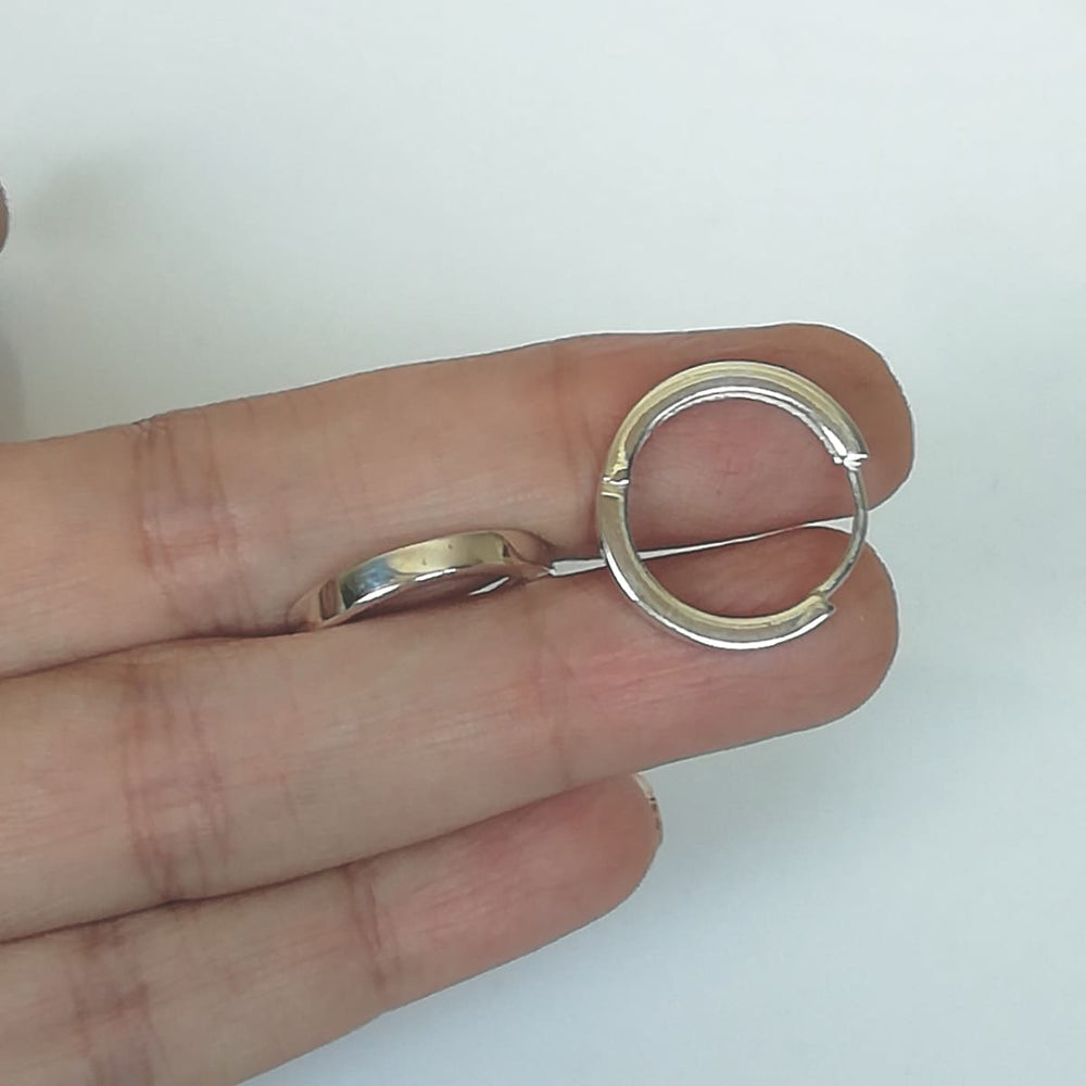 20 mm silver hoops | Flat | Silver jewelry | ear | Chunky | E215 - by OneYellowButterfly