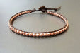 4 mm Ball Rose Gold Leather Bracelet Anklet Beaded Women Unisex Wrap - by Bymemade
