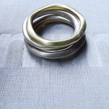 Rings 4 organic minimal rings sterling & brass stacking set! - by dikua