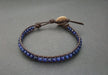 4mm Lapis Lazuli Brown Leather Wrap Bracelet Anklet Beaded Women Unisex Bracelet,Men - by Bymemade