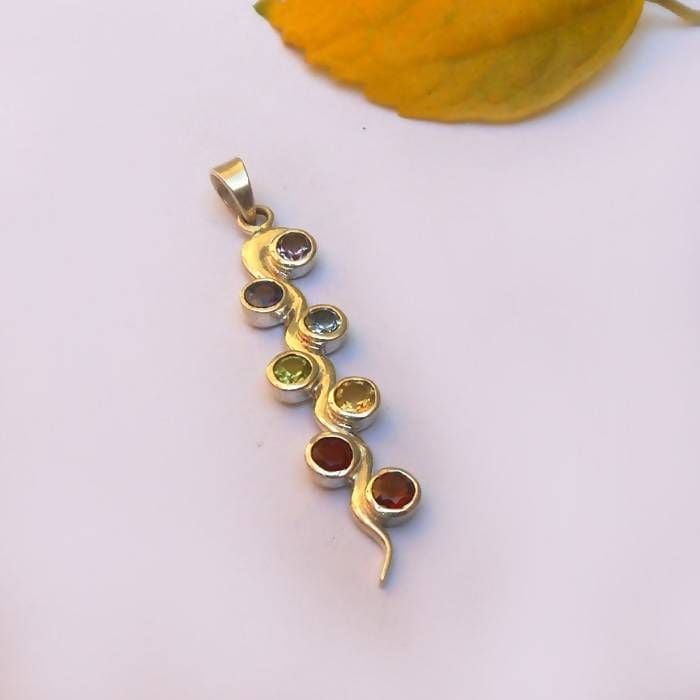 7 Chakras Gemstone Pendant Necklace Healing Reiki Gifts Multi Stone 925 Sterling Silver Chakra Pendants - by Finesilverstudio Jewelry