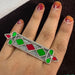 925 Antique Silver Ring with Red & Green Stone Ring\traditional Handmade Jewellery for Woman - by Vidita Jewels