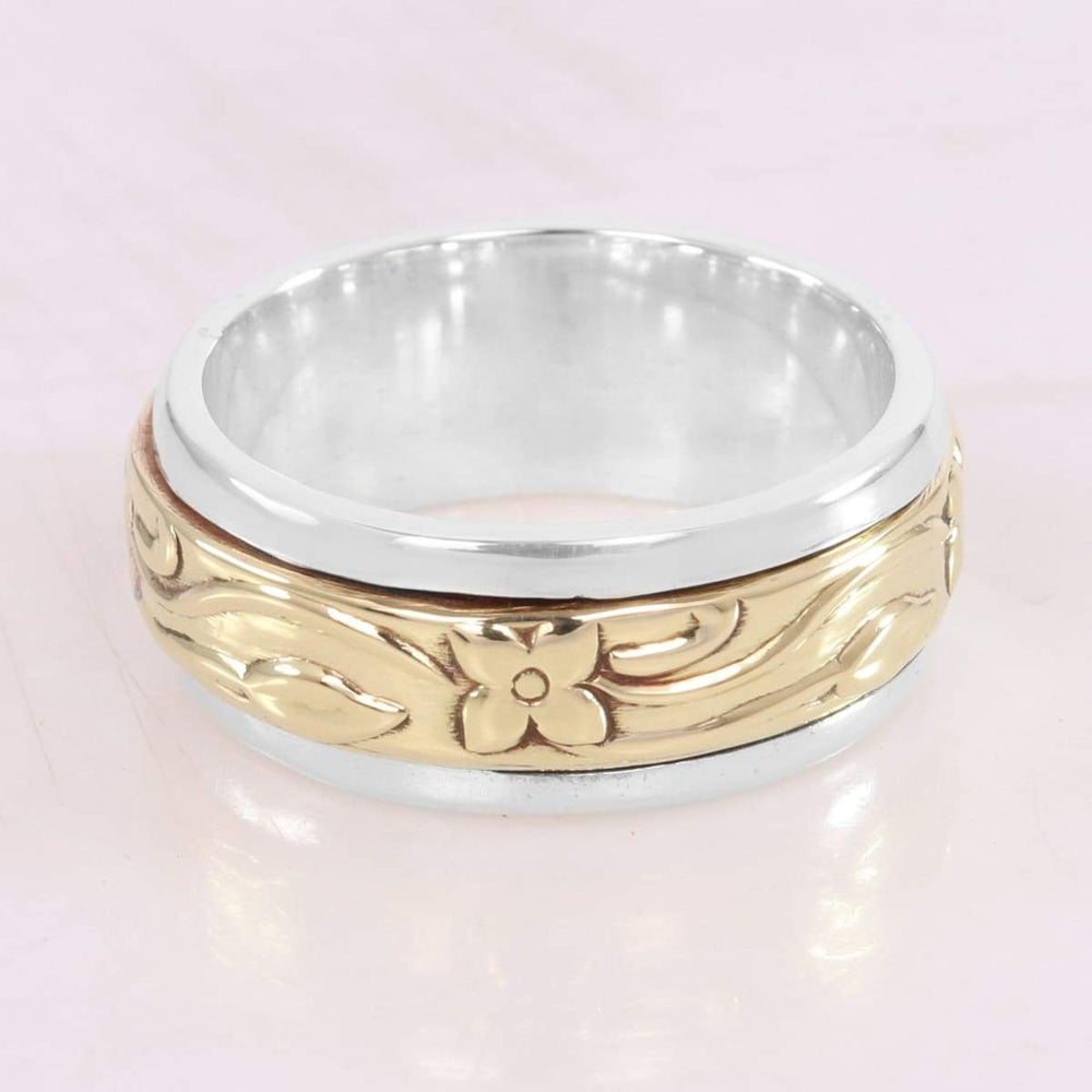 925 Silver Brass Spinner Ring Sterling Meditation Yoga Fidget Worry Anxiety Promise band