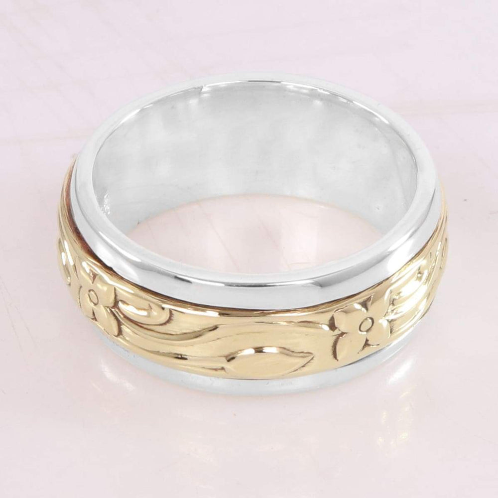 925 Silver Brass Spinner Ring Sterling Meditation Yoga Fidget Worry Anxiety Promise band