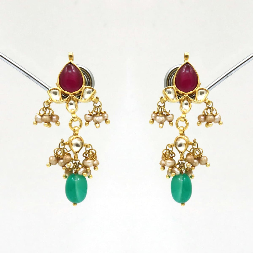 925 Silver Earring,18k Gold Plated Earring Handmade With Multi Stone - By Vidita Jewels